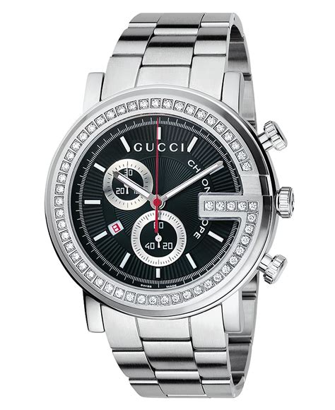 silver gucci watch with diamonds|men's Gucci watch diamond bezel.